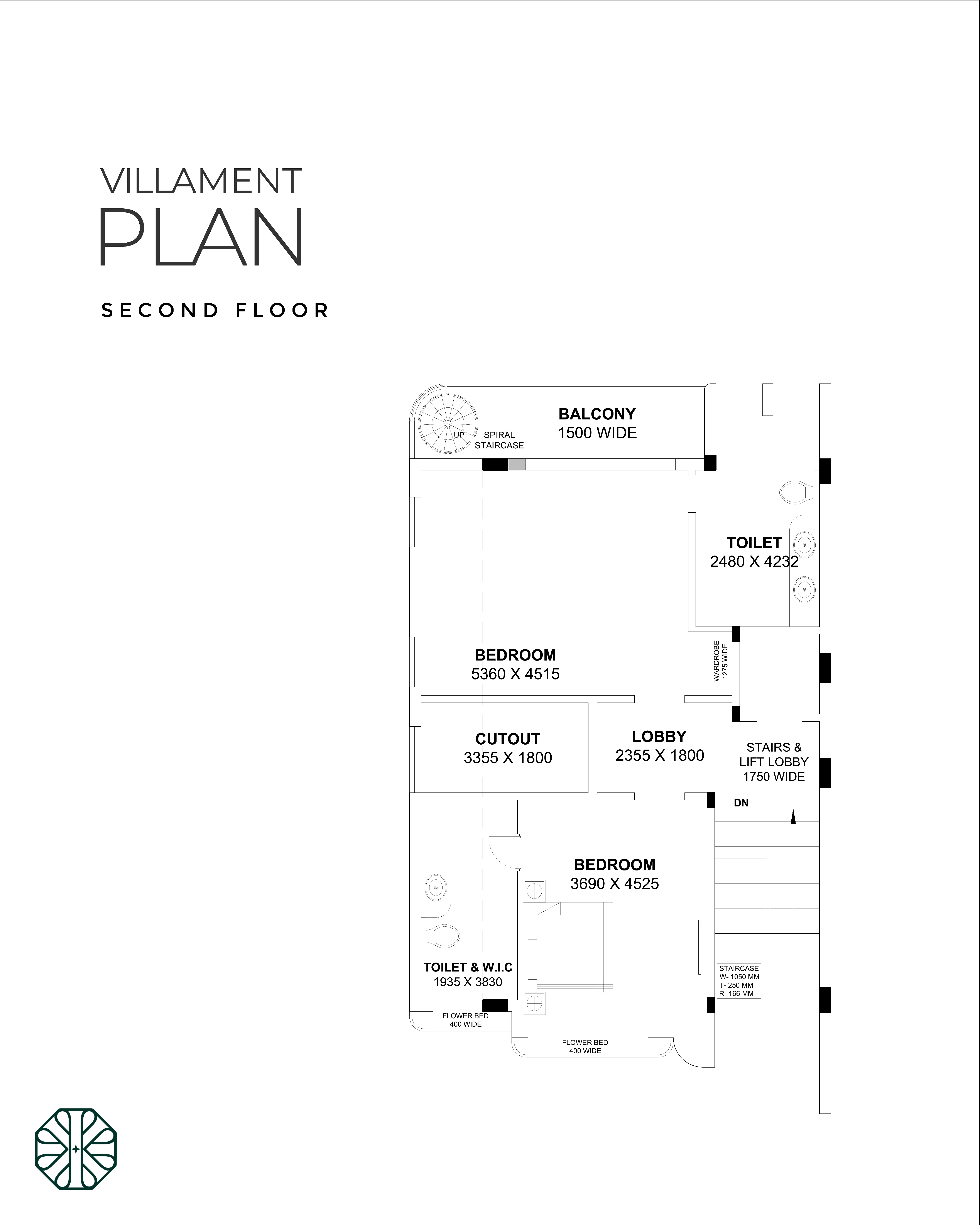 3 BHK Field View Villa: 05 azul paradiso villament second floor plan white indah