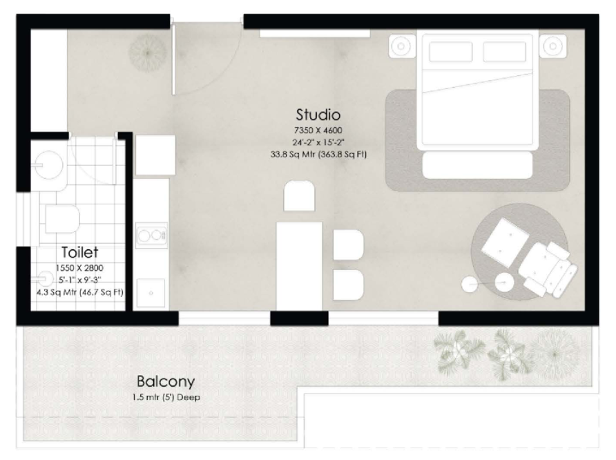 Boutique Studio Apartment: Floor plan 1