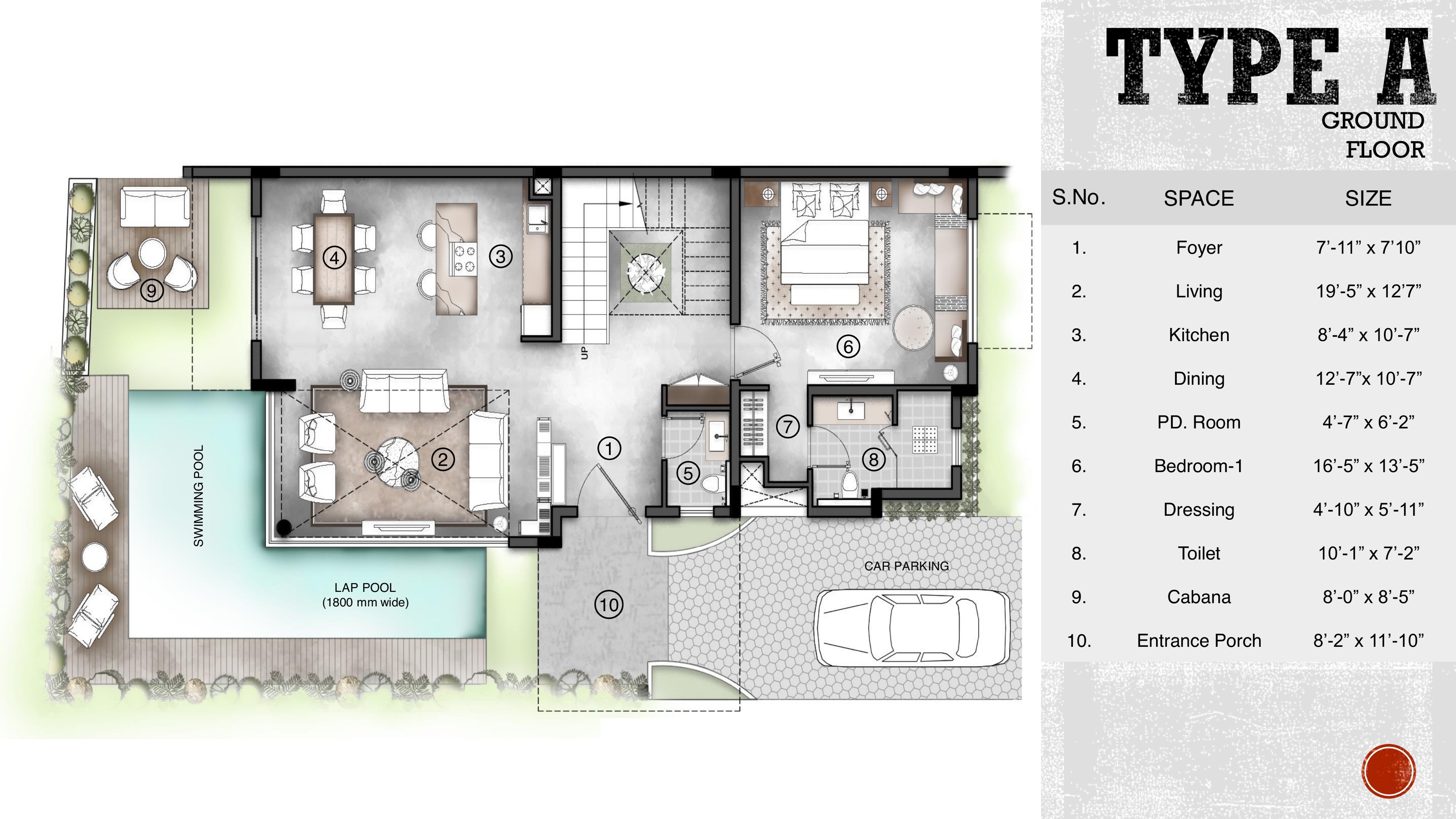 5 BHK Modern Villa: 04 floor plan ground